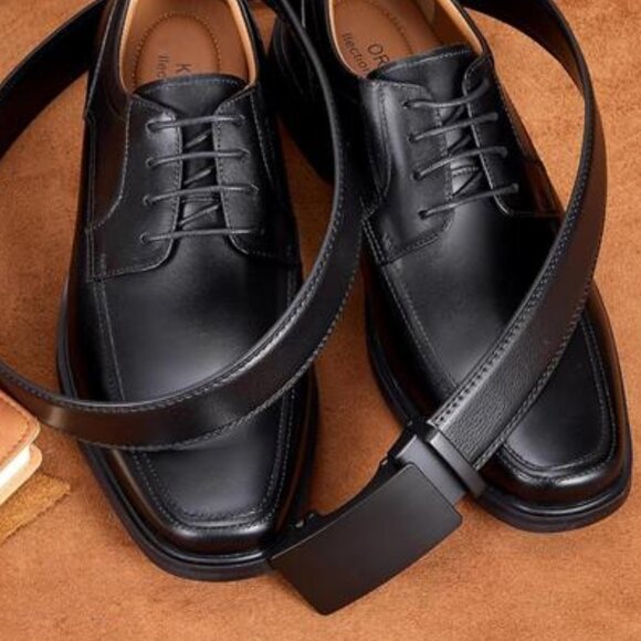 Men's Belt Leather Ratchet Belt for Men Dress Casual with Adjustable Buckle - Picture 3 of 11